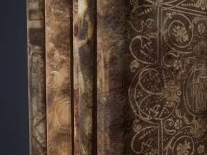 Medieval books row 1 design 1 3D Model