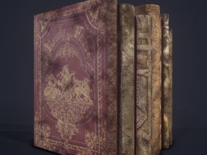Medieval books row 1 design 1 3D Model