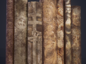 Medieval books row 1 design 1 3D Model