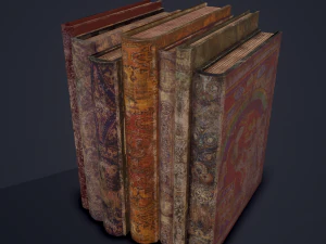 Medieval books row 1 design 2 3D Model