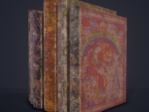 Medieval books row 1 design 2 3Dモデル