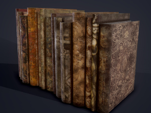 Medieval books row 1 designs 1 and 2 3D Model