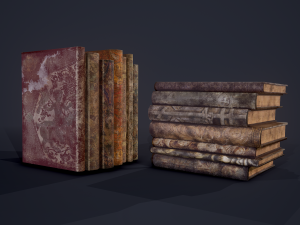 Medieval books row 1 designs 1 and 2 3D Model