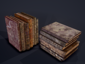 Medieval books row 1 designs 1 and 2 3D Model