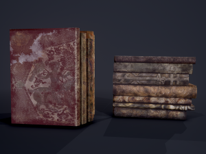 Medieval books row 1 designs 1 and 2 3D Model