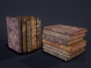 Medieval books row 1 designs 1 and 2 3D Model