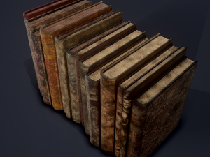 Medieval books row 1 designs 1 and 2 3D Model