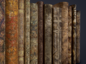 Medieval books row 1 designs 1 and 2 3D Model