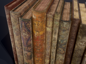 Medieval books row 1 designs 1 and 2 3D Model