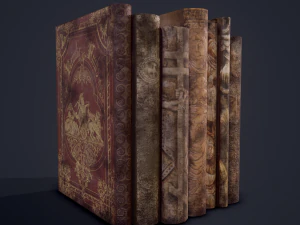 Medieval books row 1 designs 1 and 2 3D Model
