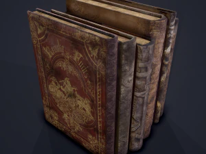 Medieval books row 1 designs 1 and 2 3D Model