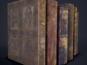 Medieval books row 2 designs 1 3D Model