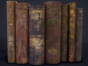 Medieval books row 2 designs 1 3D Model