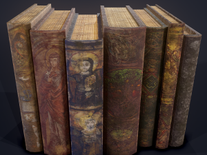 Medieval books row 2 designs 1 3D Model