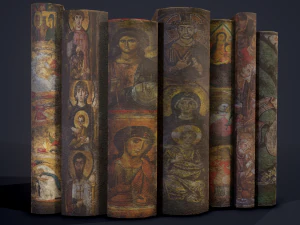 Livros medievais linha 2 desenhos 2 Modelo 3D