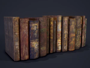 Livros medievais, linha 2, designs 1 e 2 Modelo 3D