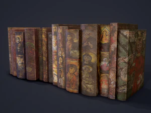 Medieval books row 2 designs 1 and 2 3D Model