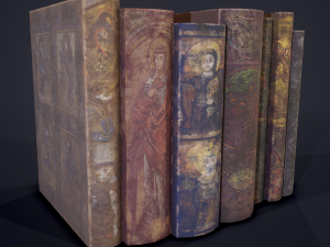Medieval books row 2 designs 1 and 2 3D Model