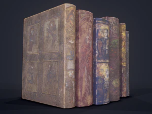 Medieval books row 2 designs 1 and 2 3D Model