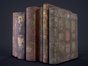 Medieval books row 2 designs 1 and 2 3D Model