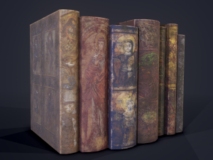 Medieval books row 2 designs 1 and 2 3D Model
