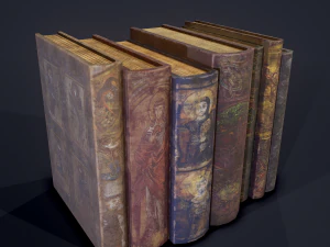 Medieval books row 2 designs 1 and 2 3D Model