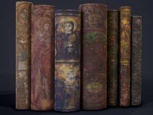 Medieval books row 2 designs 1 and 2 3D Model