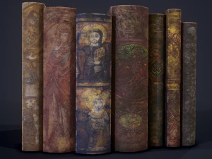 Medieval books row 2 designs 1 and 2 3D Model