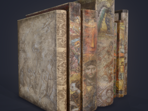 Medieval books row 3 design 1 3D Model