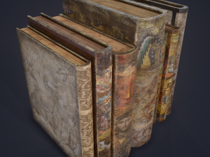 Medieval books row 3 design 1 3D Модель