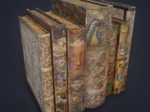 Medieval books row 3 design 1 3D Model