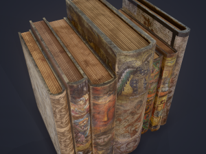 Medieval books row 3 design 1 3D Модель