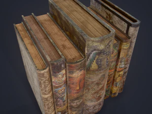 Medieval books row 3 design 1 3D Model