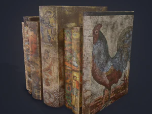 Medieval books row 3 design 1 3D Model