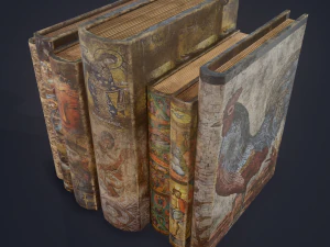 Medieval books row 3 design 1 3D Model