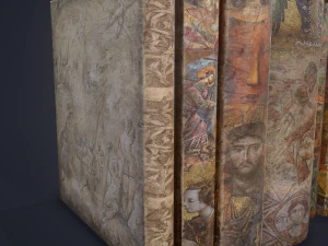 Medieval books row 3 design 1 3D Model