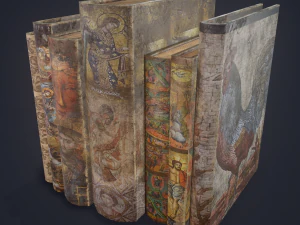 Medieval books row 3 design 1 3D Model