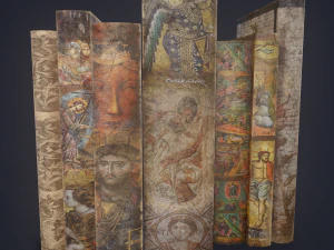 Medieval books row 3 design 1 3D Model