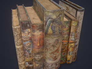 Medieval books row 3 design 1 3D Модель