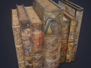 Medieval books row 3 design 1 3D Model