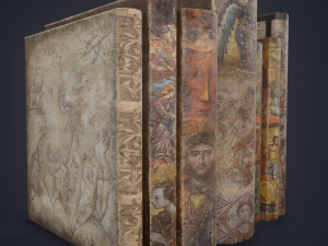 Medieval books row 3 design 1 3D Модель