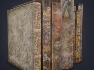 Medieval books row 3 design 1 3D Model