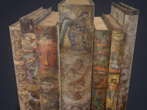 Medieval books row 3 design 1 3D Model