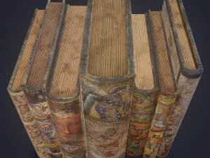 Medieval books row 3 design 1 3D Model
