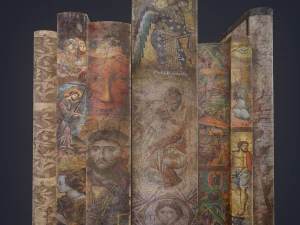 Medieval books row 3 design 1 3D Model