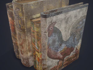 Medieval books row 3 design 1 3D Model