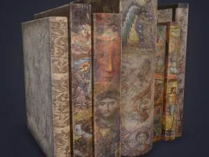 Medieval books row 3 design 1 3D Model