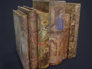Livros medievais, linha 3, design 2 Modelo 3D