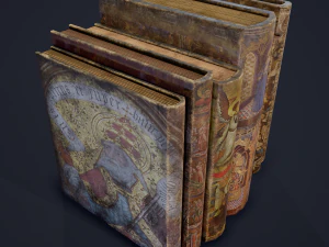 Medieval books row 3 design 2 3D Model