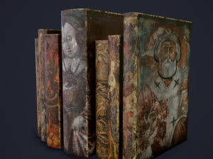 Medieval books row 3 design 3 3D Model